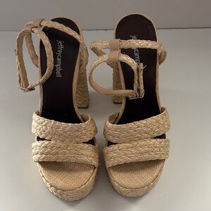 Jeffrey Campbell Beige Woven Platform Sandals